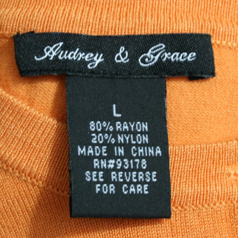 Audrey & Grace Orange Rayon Blend Stretch Front Button Blouse SZ L EUC - Picture 6 of 7
